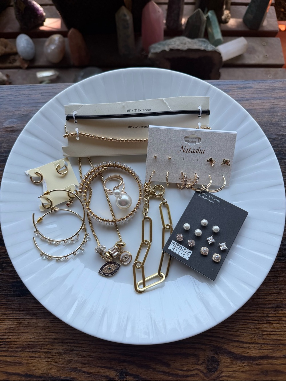 Gold Jewelry Bundle Necklace/Earrings/Bracelets/Ring